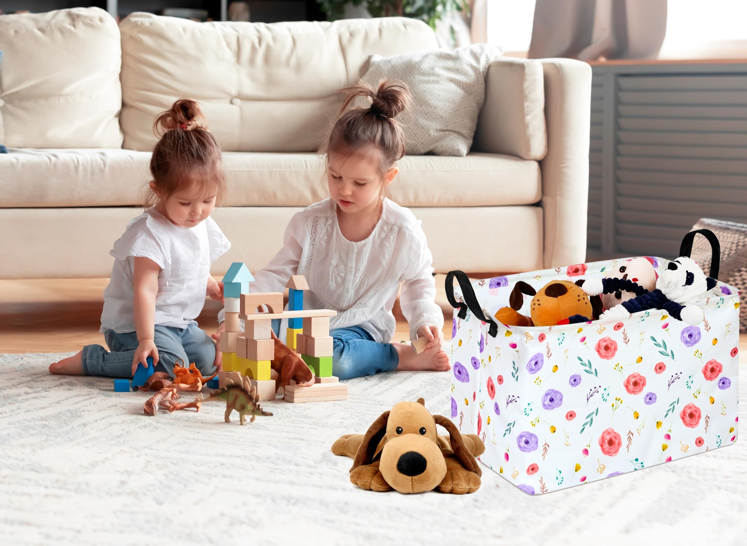 KUNRO basket with handles; portable nursery storage solution.
