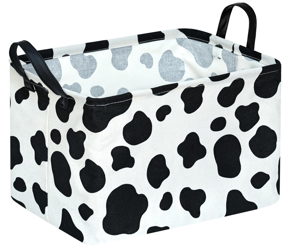 KUNRO rectangle storage basket in cow pattern keeps toys neatly organized and stylish.