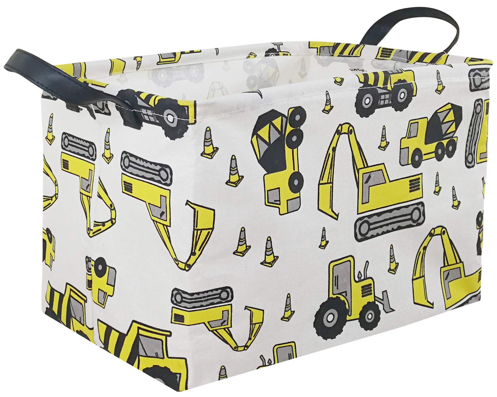 KUNRO rectangle yellow storage basket with handles for toy organization.
