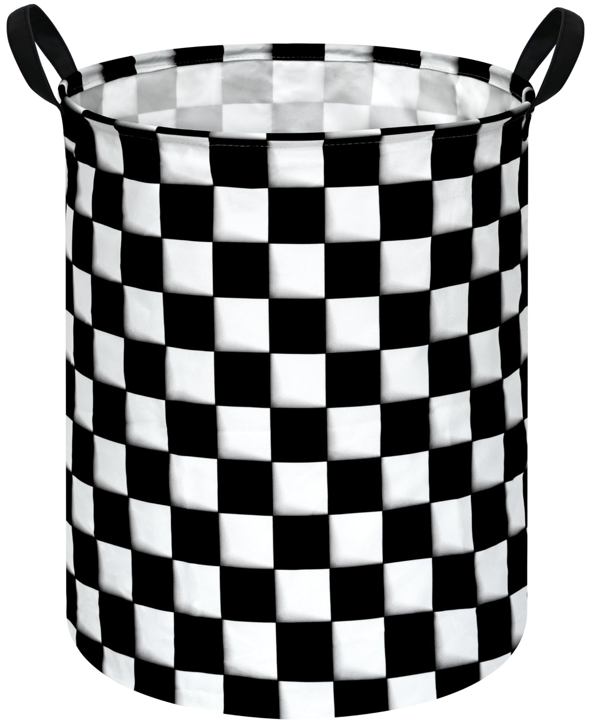 KUNRO round checker laundry basket assembly with sturdy handles for easy daily use.