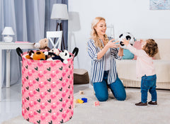 KUNRO Round Heart Laundry Basket shows collapsible design for compact storage.