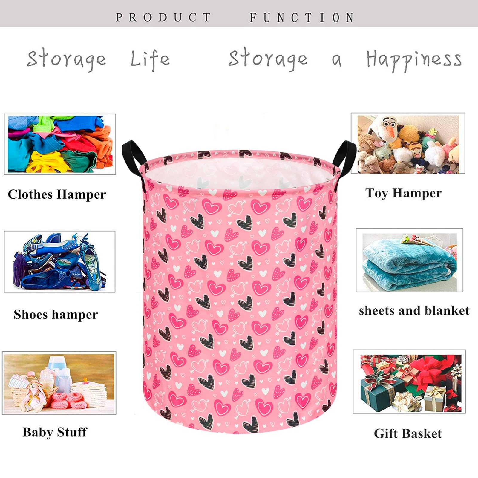 KUNRO Round Heart Laundry Basket offers versatile storage for multiple spaces.