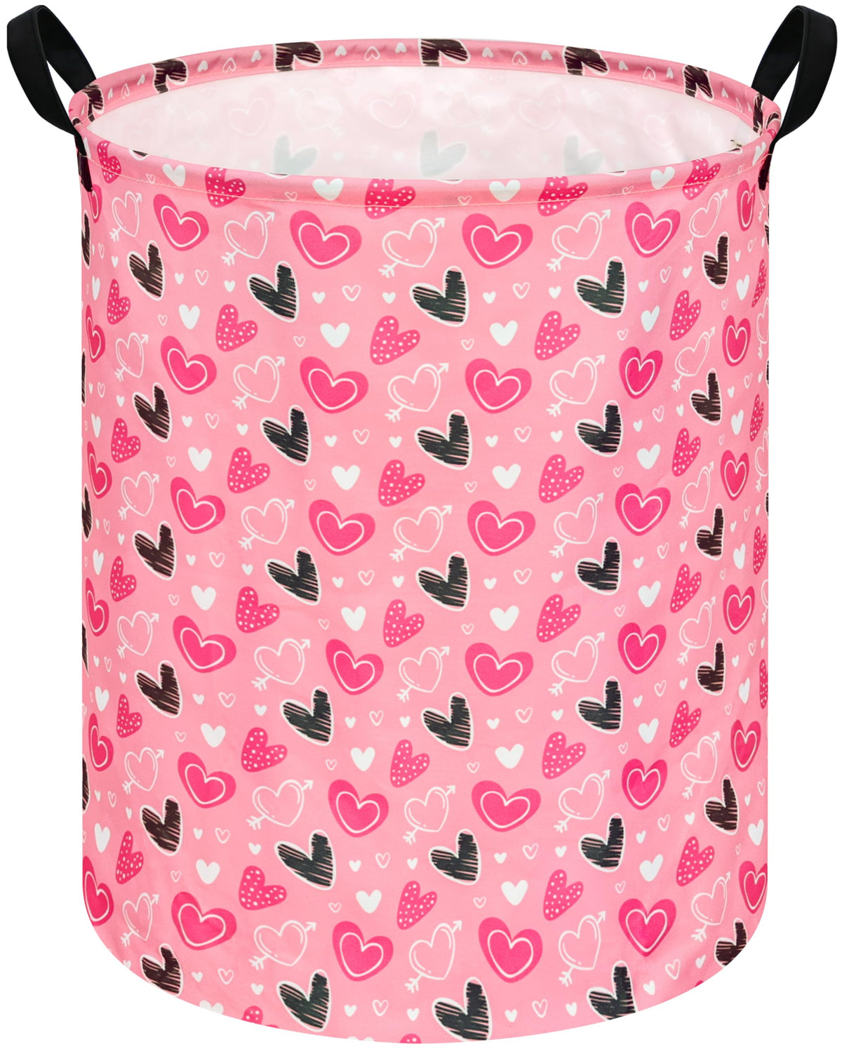 KUNRO Round Heart Laundry Basket with waterproof lining for easy cleanup.