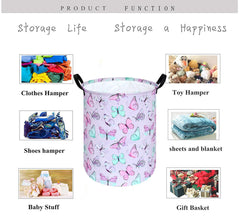 KUNRO round laundry basket with collapsible design and handles for easy transport.