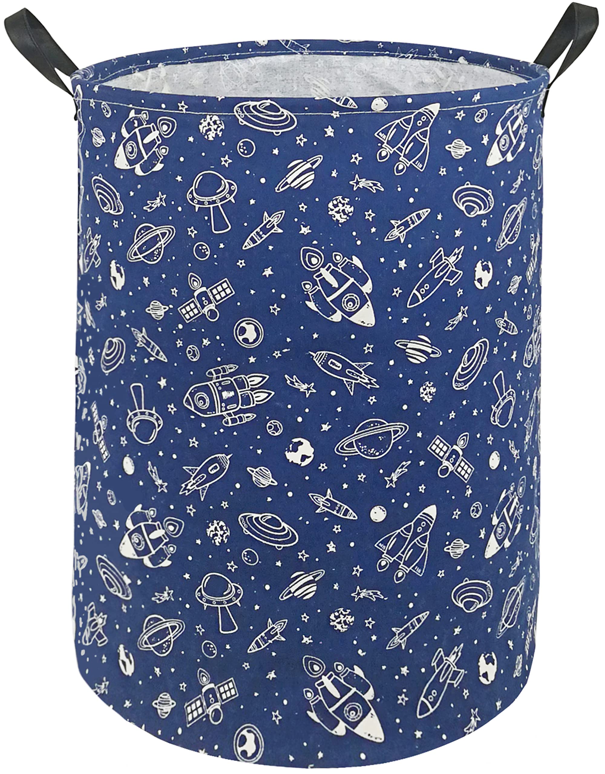 KUNRO round laundry basket navy spaceship with 63L capacity for organized laundry