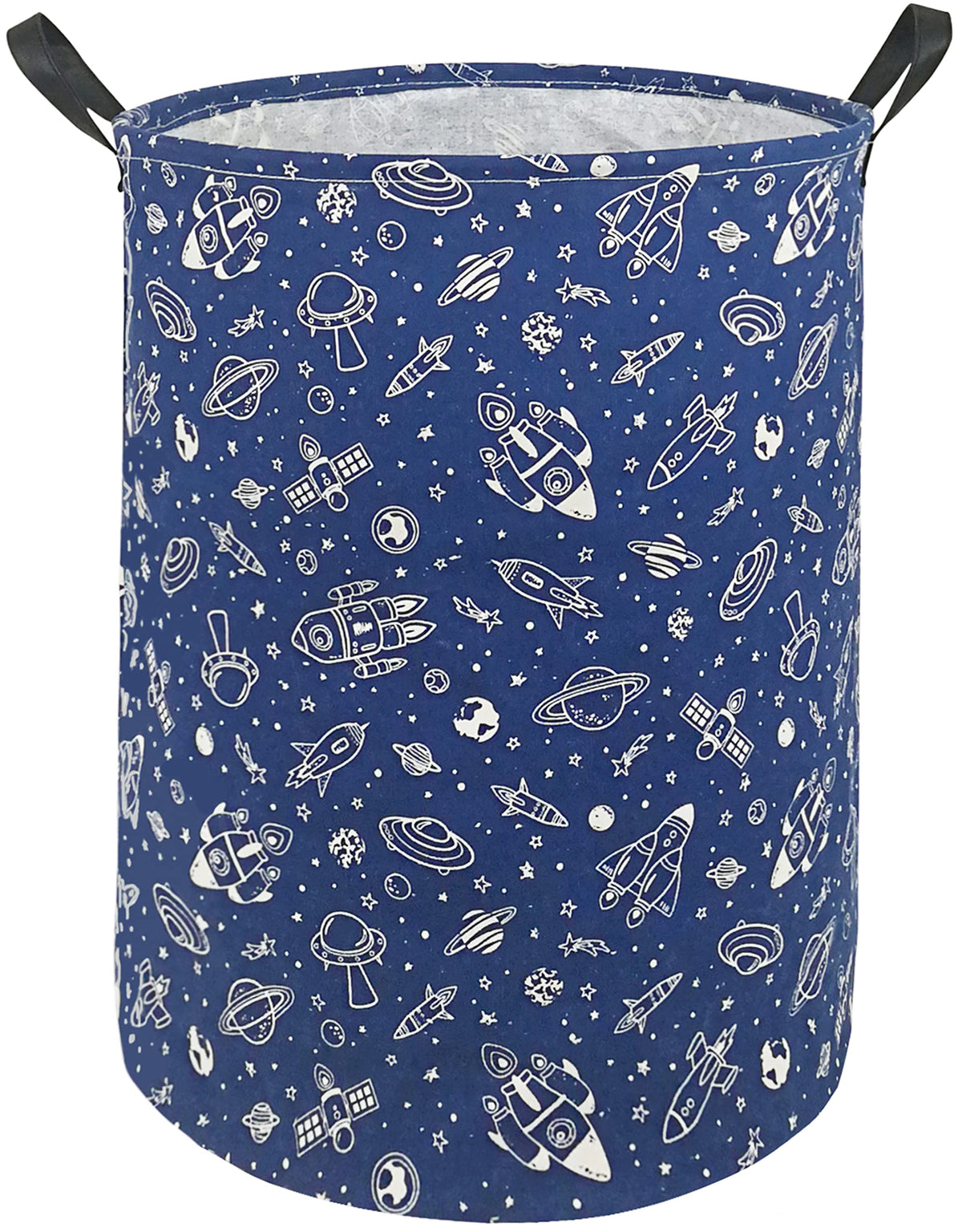 KUNRO round laundry basket navy spaceship with 63L capacity for organized laundry