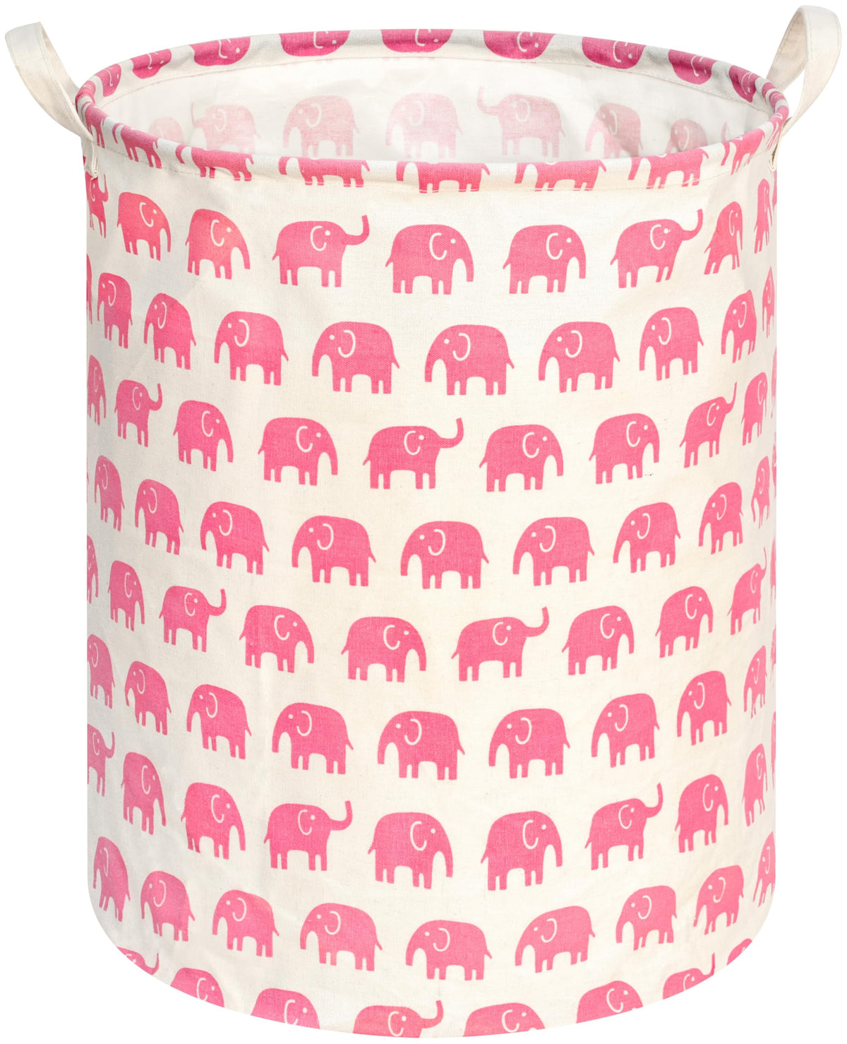 KUNRO round laundry basket pink elephant with collapsible design for easy storage