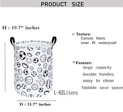 KUNRO round laundry basket waterproof PE lining keeps damp clothing contained