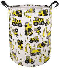 KUNRO round laundry basket with Excavator theme for playful room decor and easy sorting.