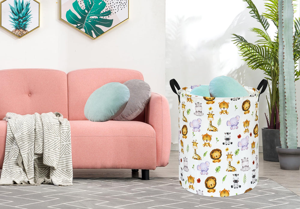 KUNRO Round Tiger Animals clothes bin ideal for toys and laundry