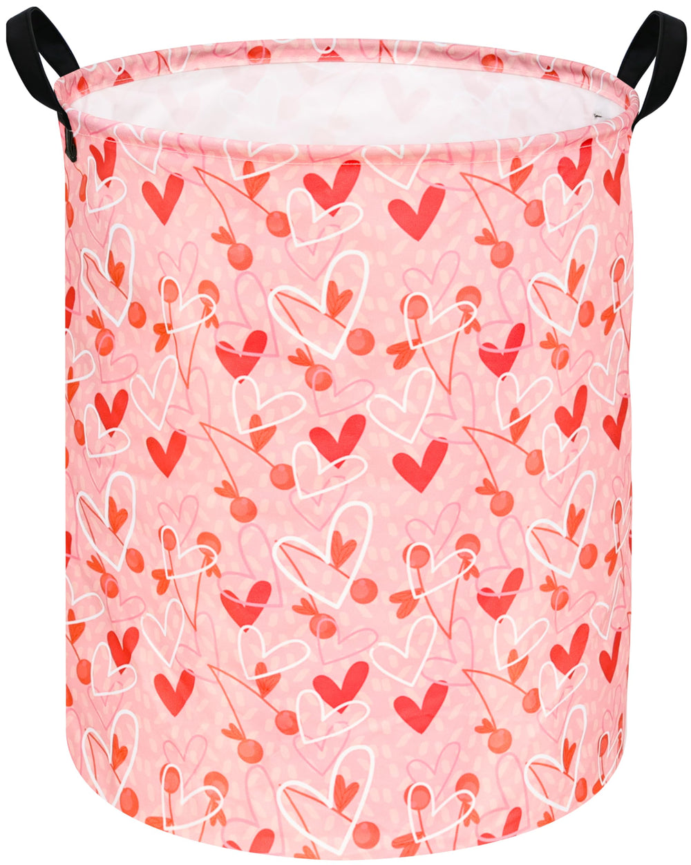 KUNRO round valentines laundry gift basket exterior showing ample capacity for clothes