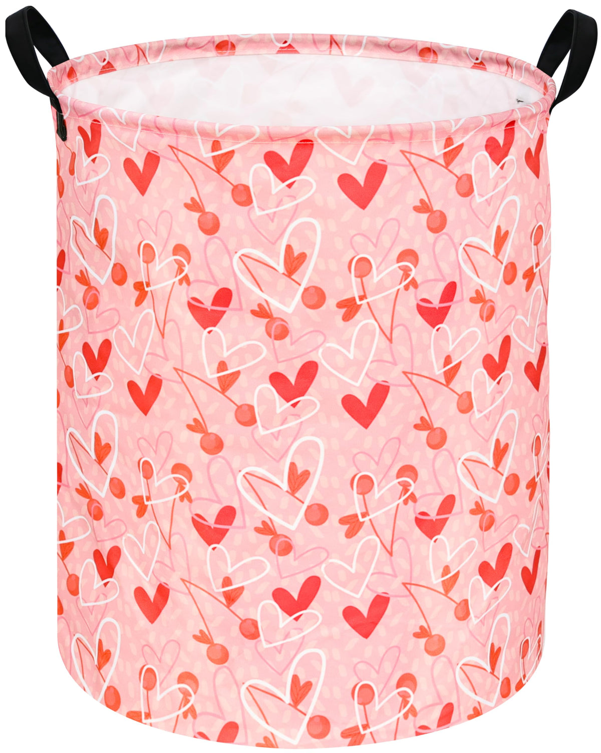 KUNRO round valentines laundry gift basket exterior showing ample capacity for clothes