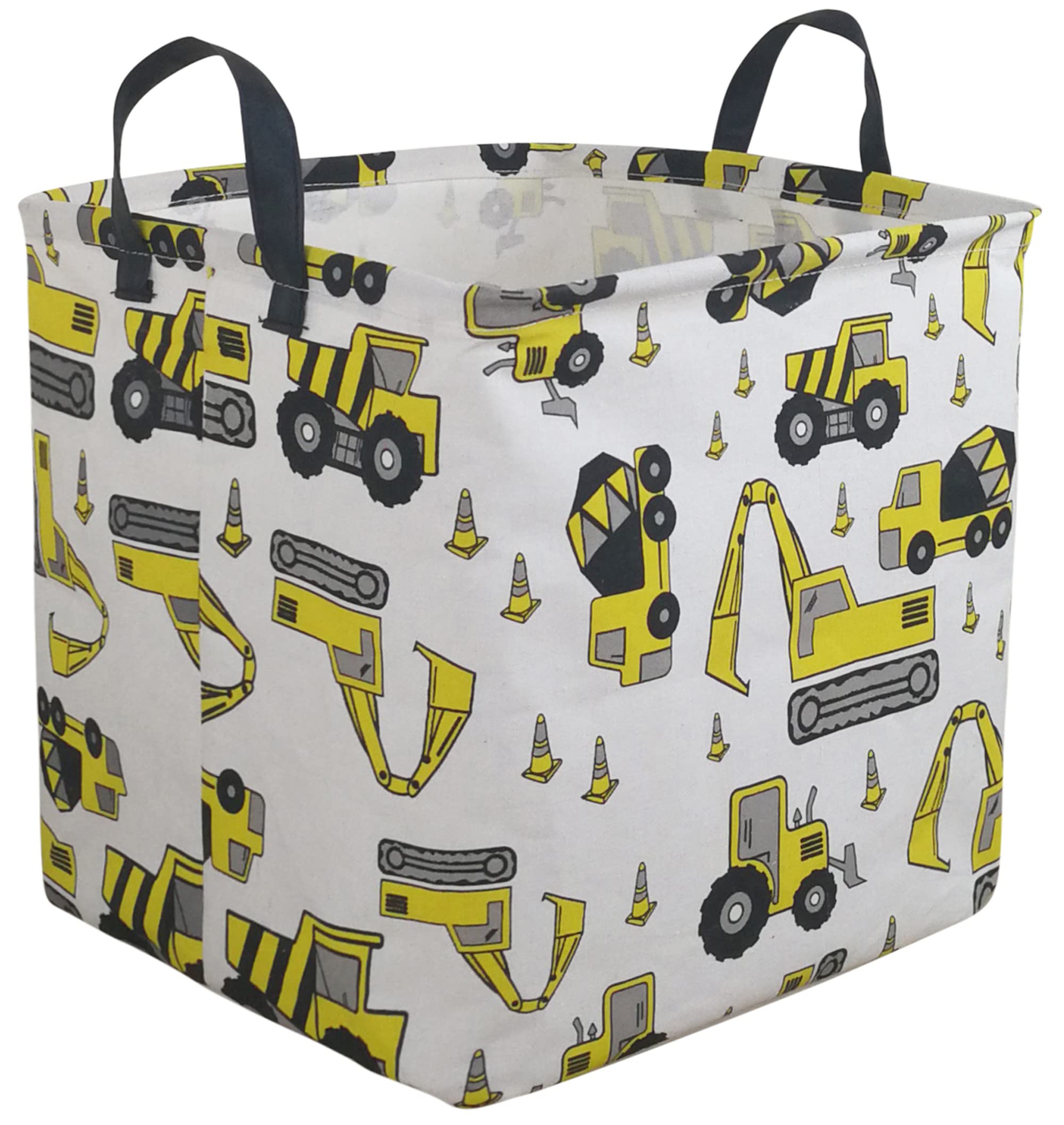 KUNRO excavator square storage basket front view for tidy toy storage and room organization