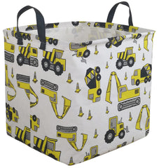 KUNRO excavator square storage basket front view for tidy toy storage and room organization