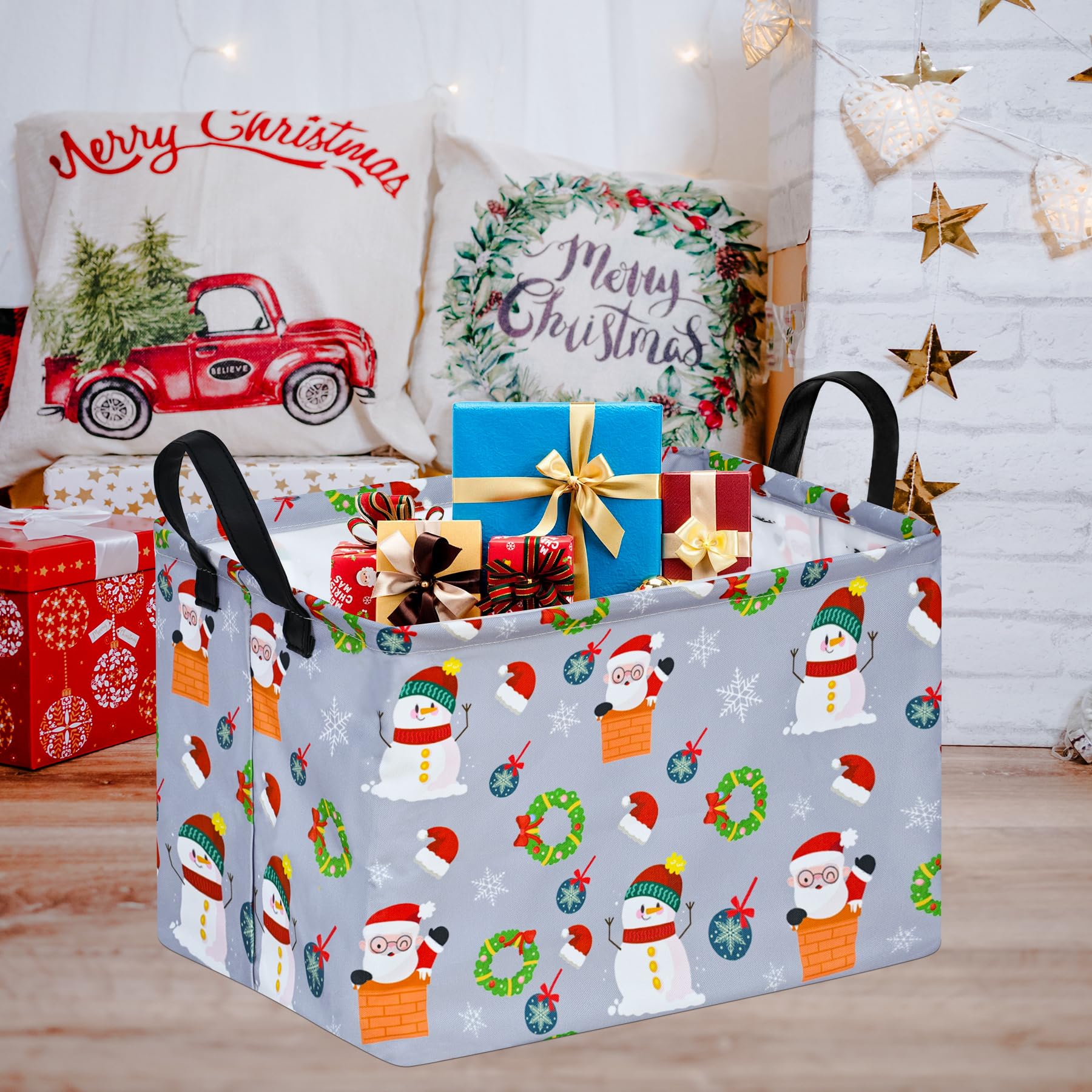 KUNRO storage basket features canvas with waterproof interior lining to protect contents.