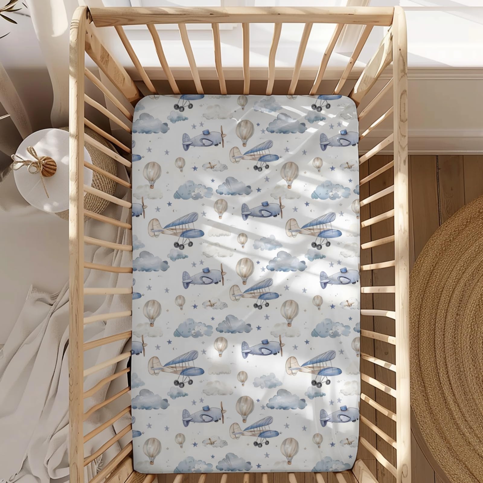 KuphiL10C plane-hot-air-balloons-crib-sheet-05 perfect gift for new parents.