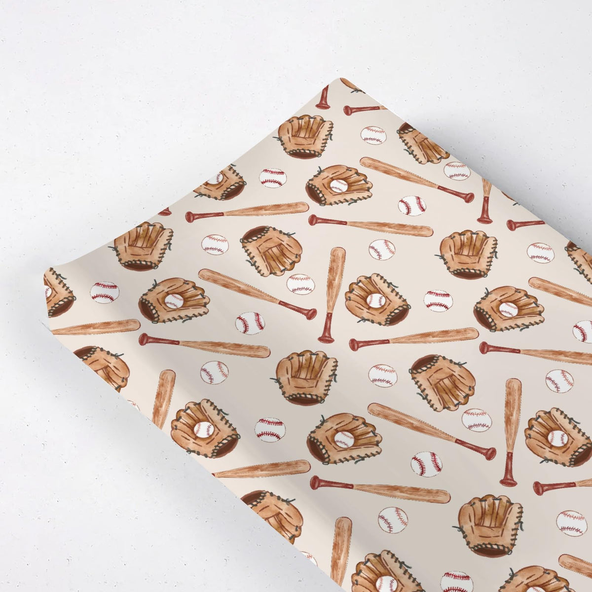 KuphiL10C watercolor baseball gloved pattern cover closeup shows soft, durable fabric for changing.