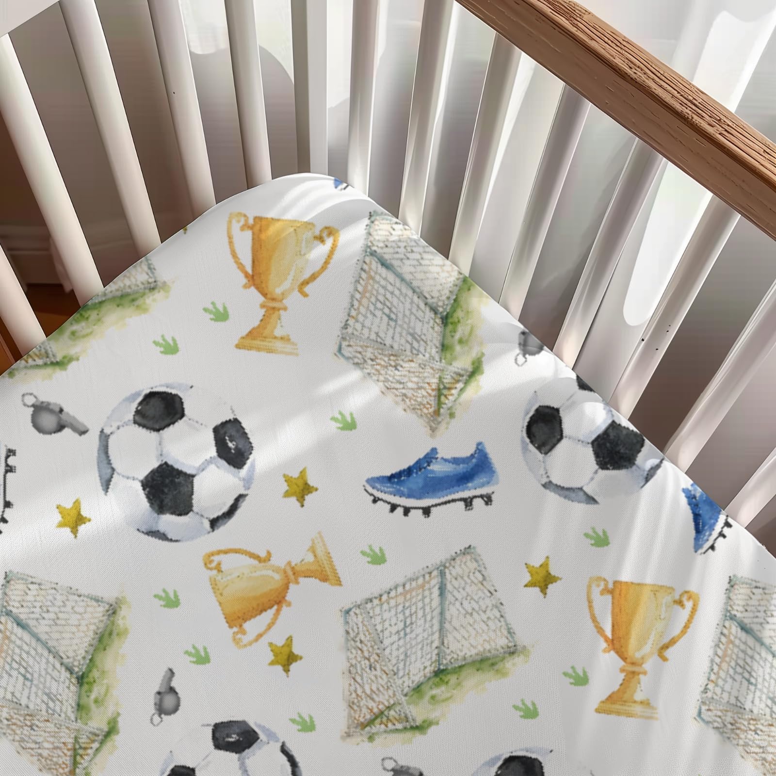 KuphiL10C baby crib sheets with elastic fit keeps mattress secure.