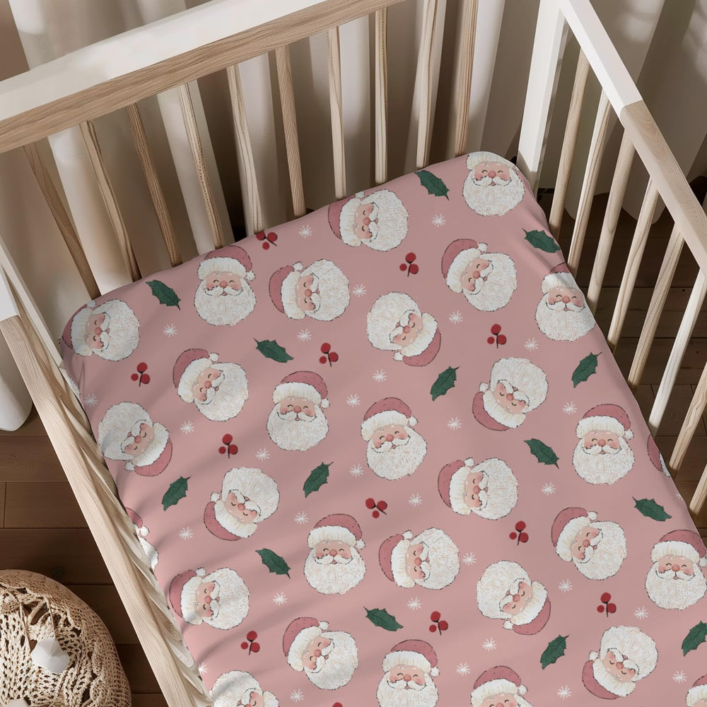 KuphiL10C cartoon snowflakes crib sheet closeup shows soft print for gentle baby comfort.