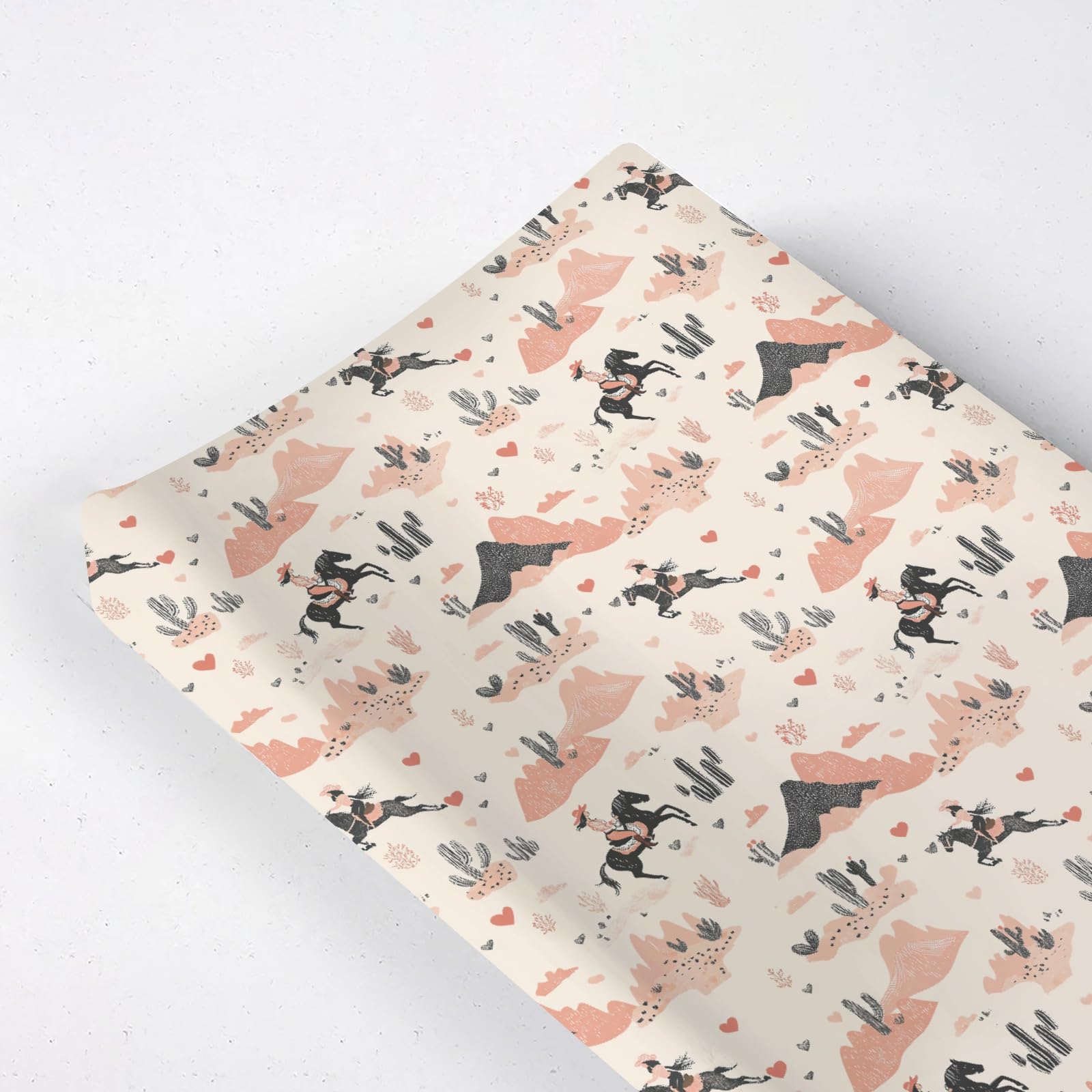 KuphiL10C cartoon western cactus design on changing pad cover, soft fabric for comfy diaper changes