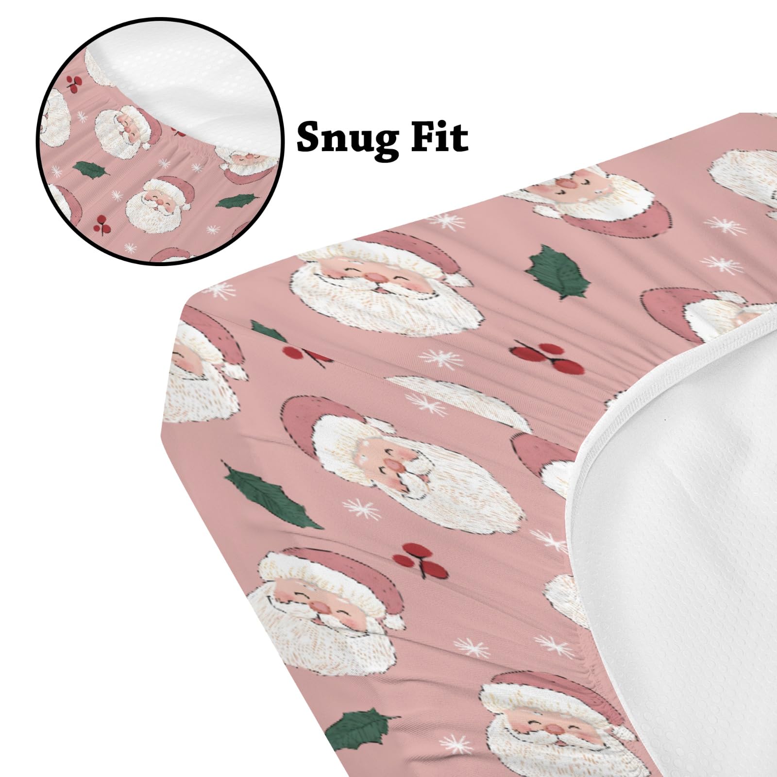 KuphiL10C fitted crib sheet features elastic band for secure mattress grip.
