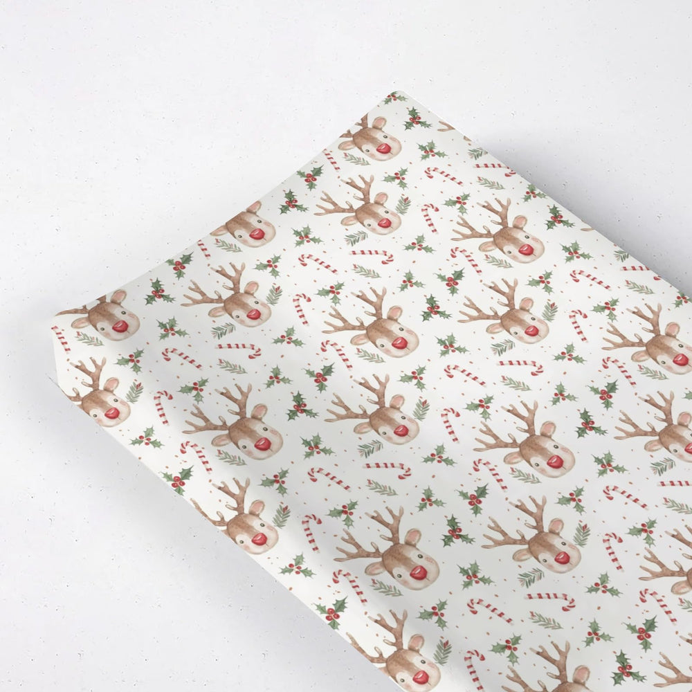 KuphiL10C watercolor Christmas reindeer changing pad cover with festive design for easy diaper changes.