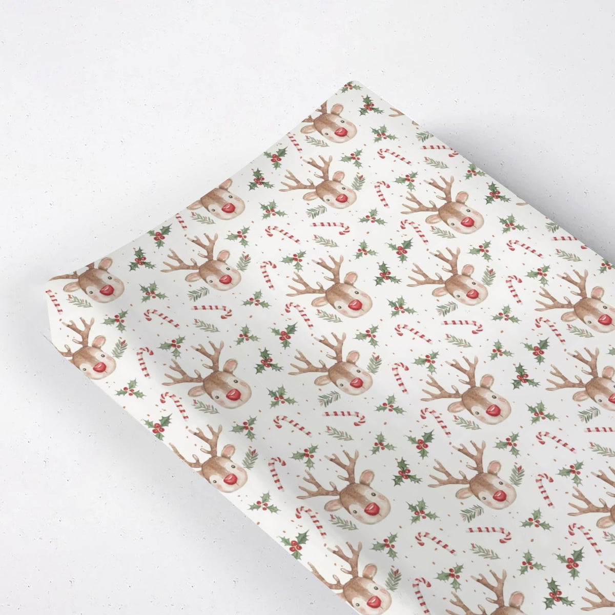 KuphiL10C watercolor Christmas reindeer changing pad cover with festive design for easy diaper changes.