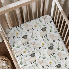 KuphiL10C watercolor sheep pattern crib sheet provides a soft, gentle touch for baby's sleep.