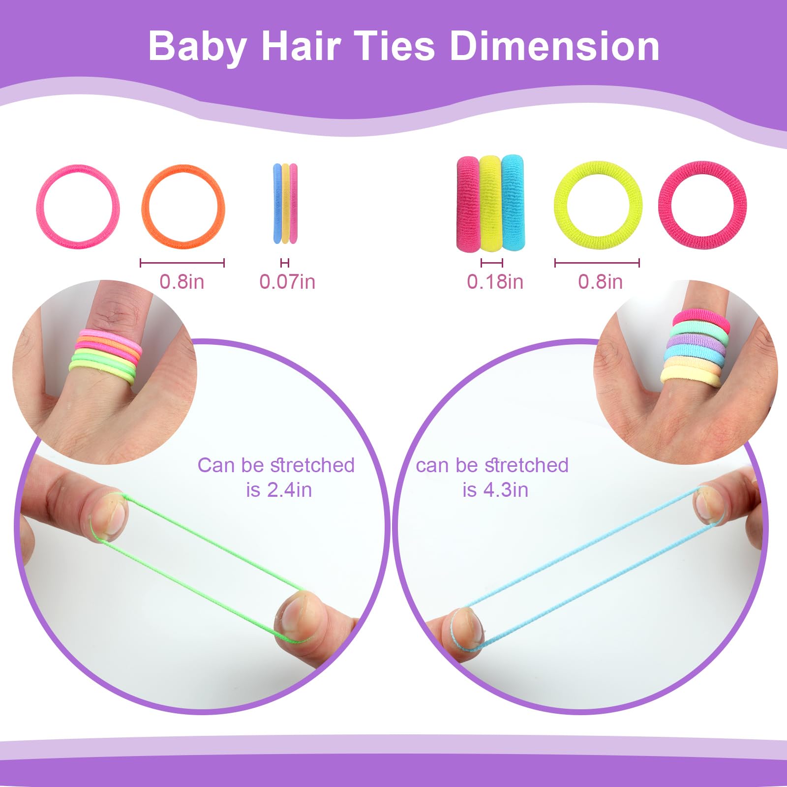 KuuCare cotton seamless toddler hair ties 2cm – soft, snag-free daily ponytails.