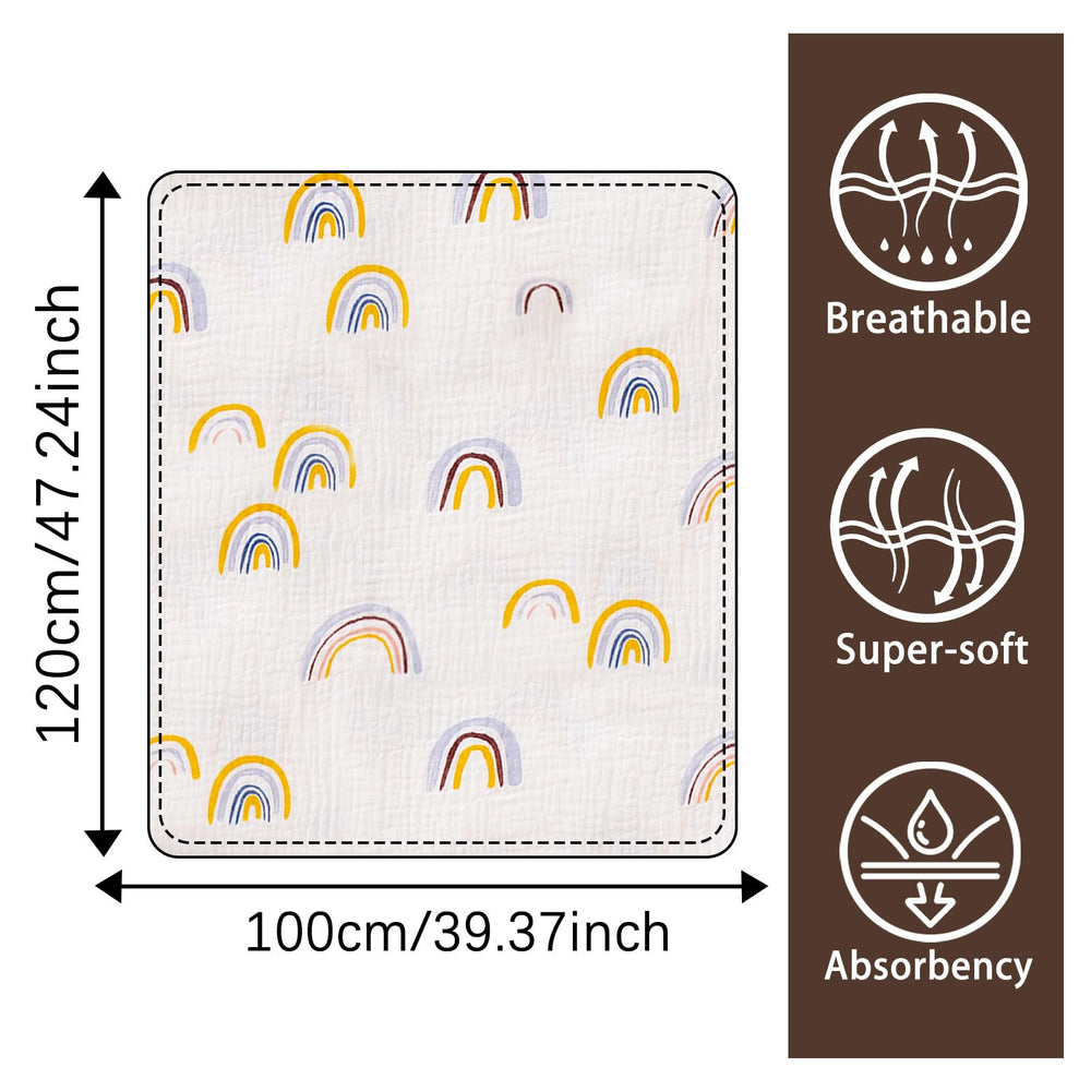 Kvoike Rainbow Muslin Swaddle Blanket used as nursing cover on the go