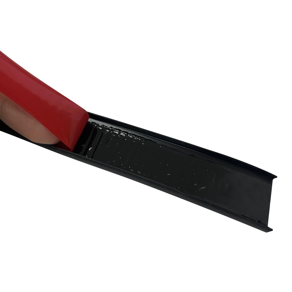 KVZVK self-adhesive edge strip black in use on a desk setup