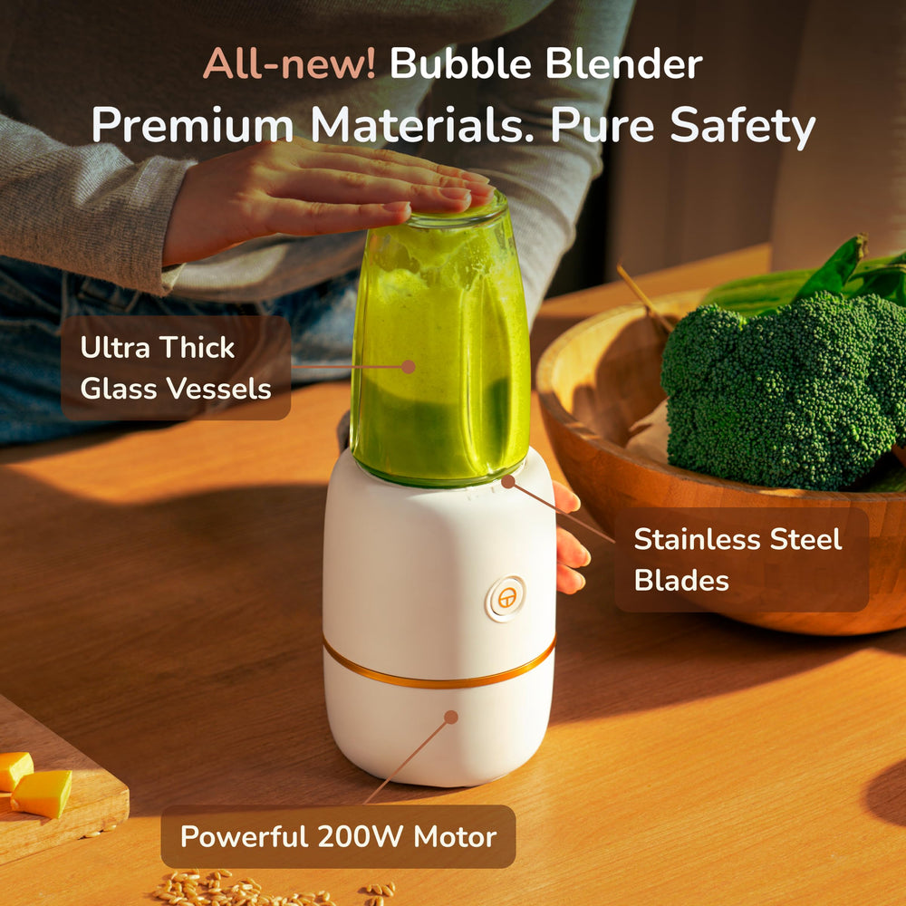 Kwiplee Bubble Blender glass cups stacked for easy storage
