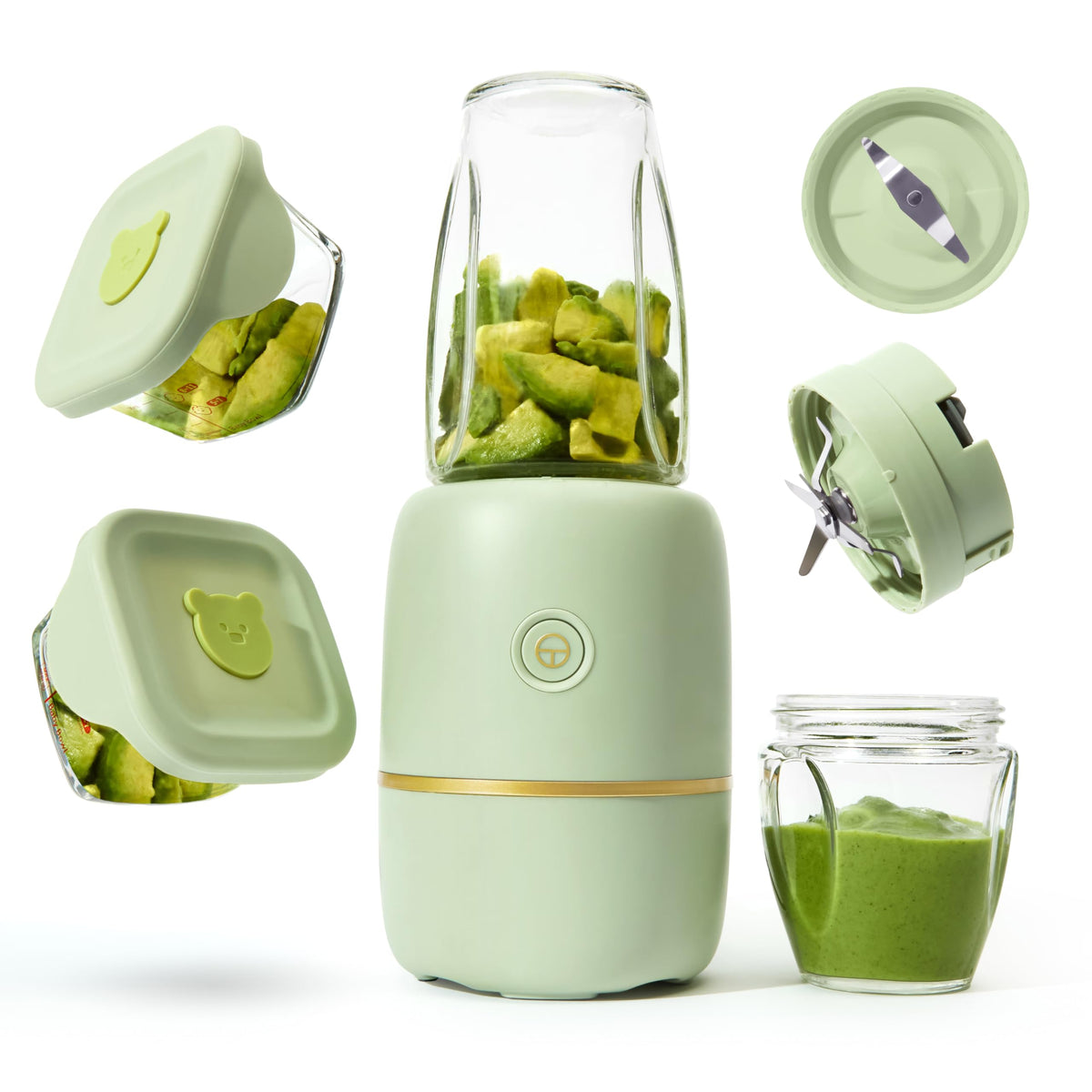 Kwiplee Bubble Blender with glass cups ready for fresh baby food and smoothies.