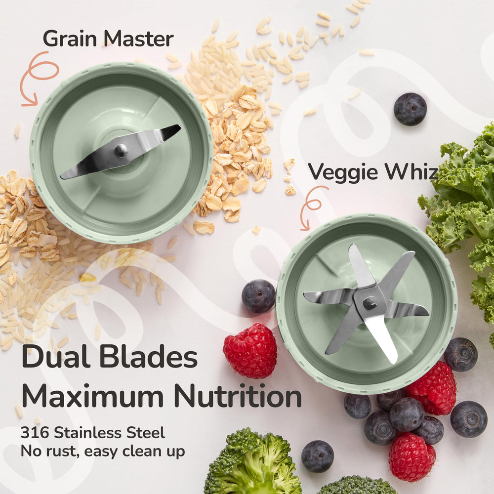 Kwiplee Bubble Blender two borosilicate glass cups resist odors and staining.