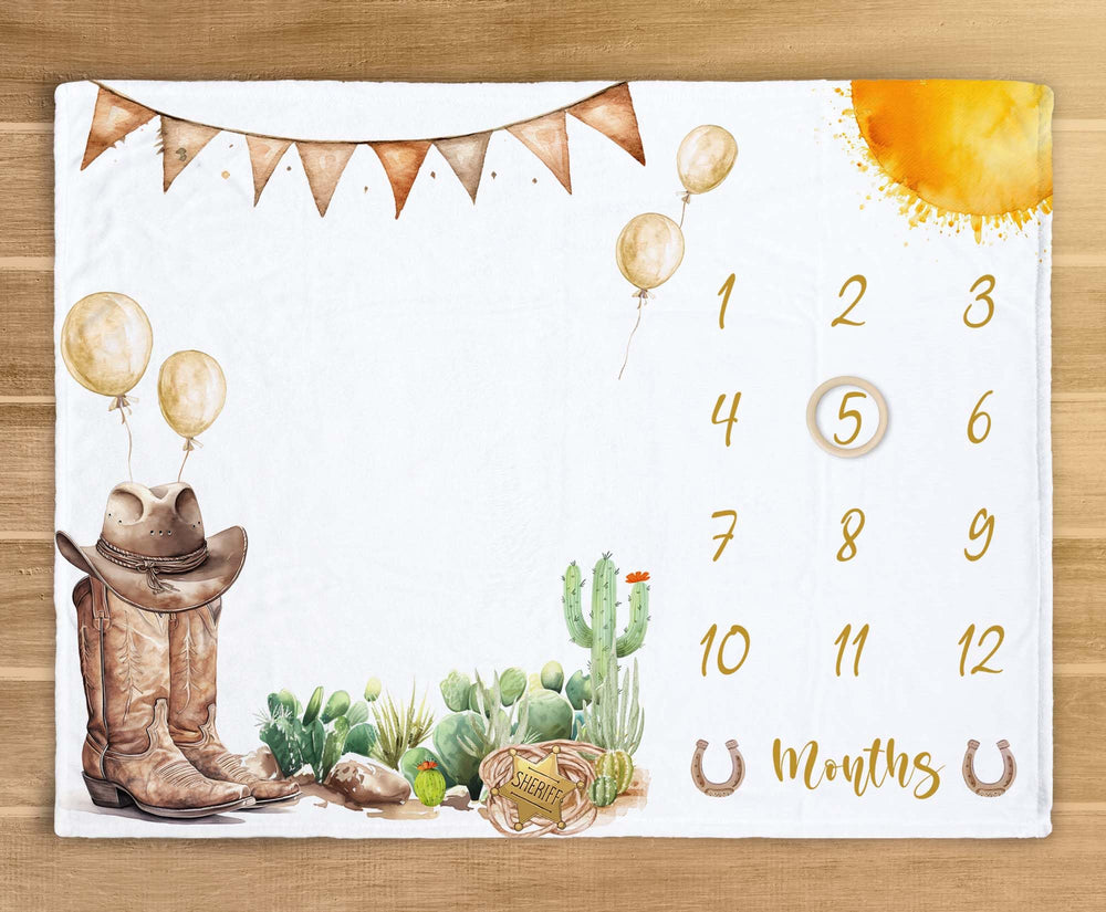 Kwtzkuo western milestone blanket baby boy with month markers for adorable growth photos.