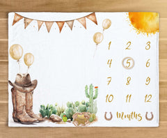 Kwtzkuo western milestone blanket baby boy with month markers for adorable growth photos.