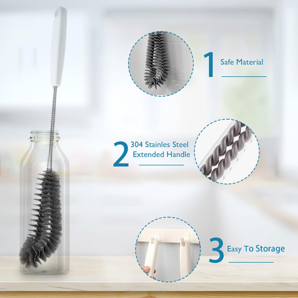 Kwude non-slip ergonomic handle provides comfortable scrubbing during longer cleaning sessions.