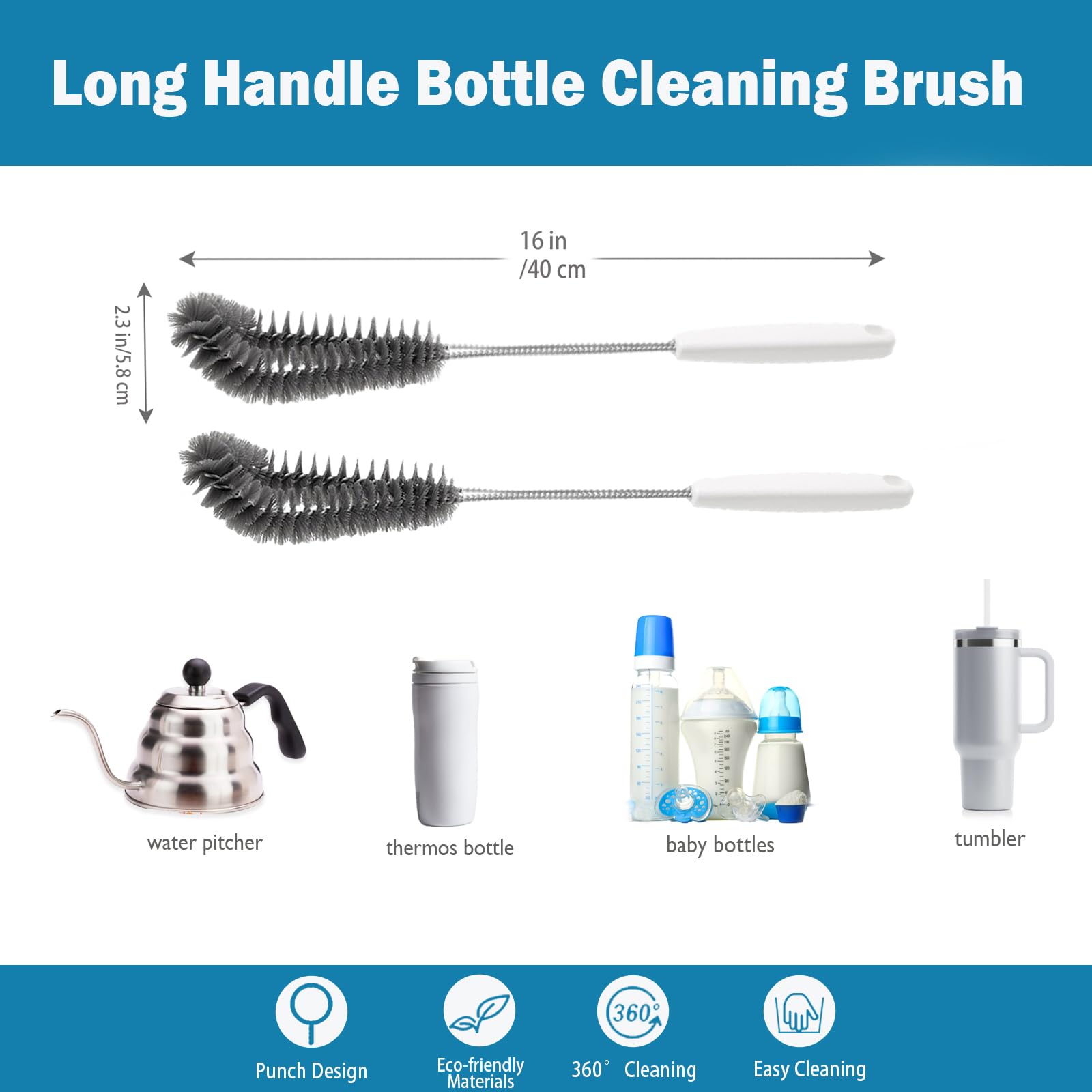 Kwude right-angle bendable-head bottle brush tackles corners and deep grime effectively.