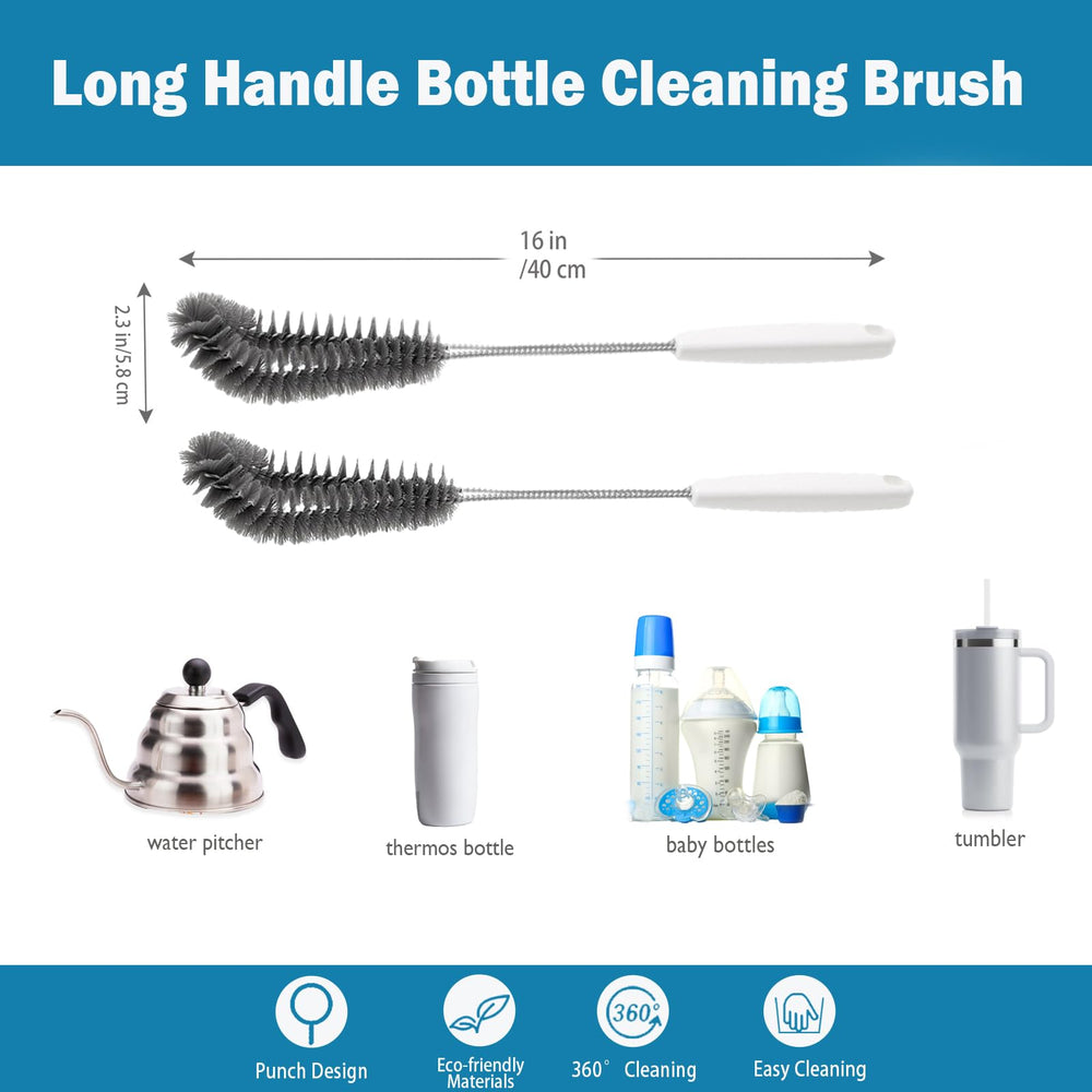 Kwude right-angle bendable-head bottle brush tackles corners and deep grime effectively.