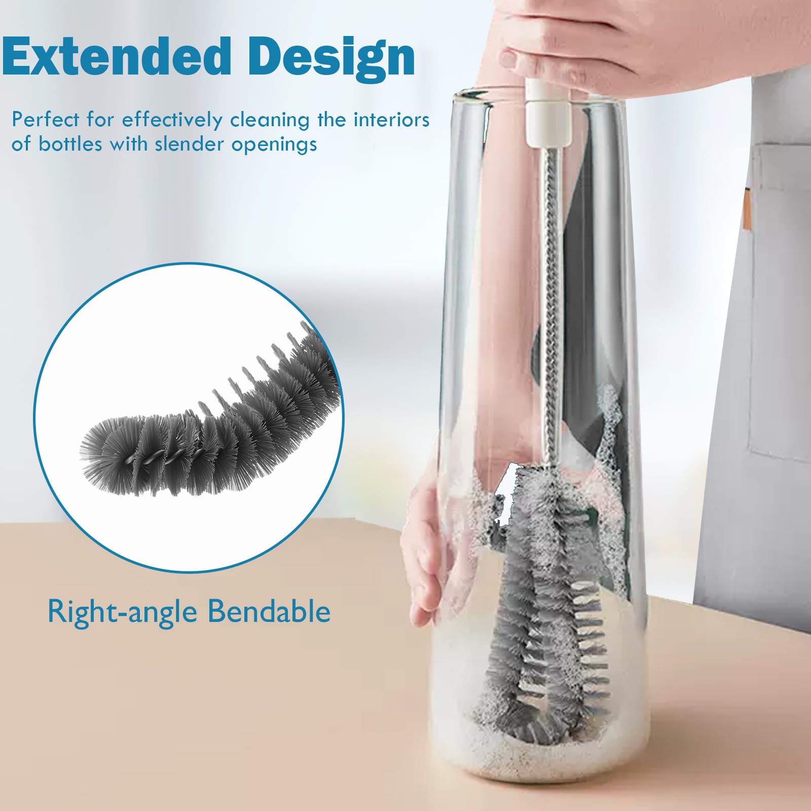 Kwude secure grip non-slip handle enables comfortable scrubbing and control
