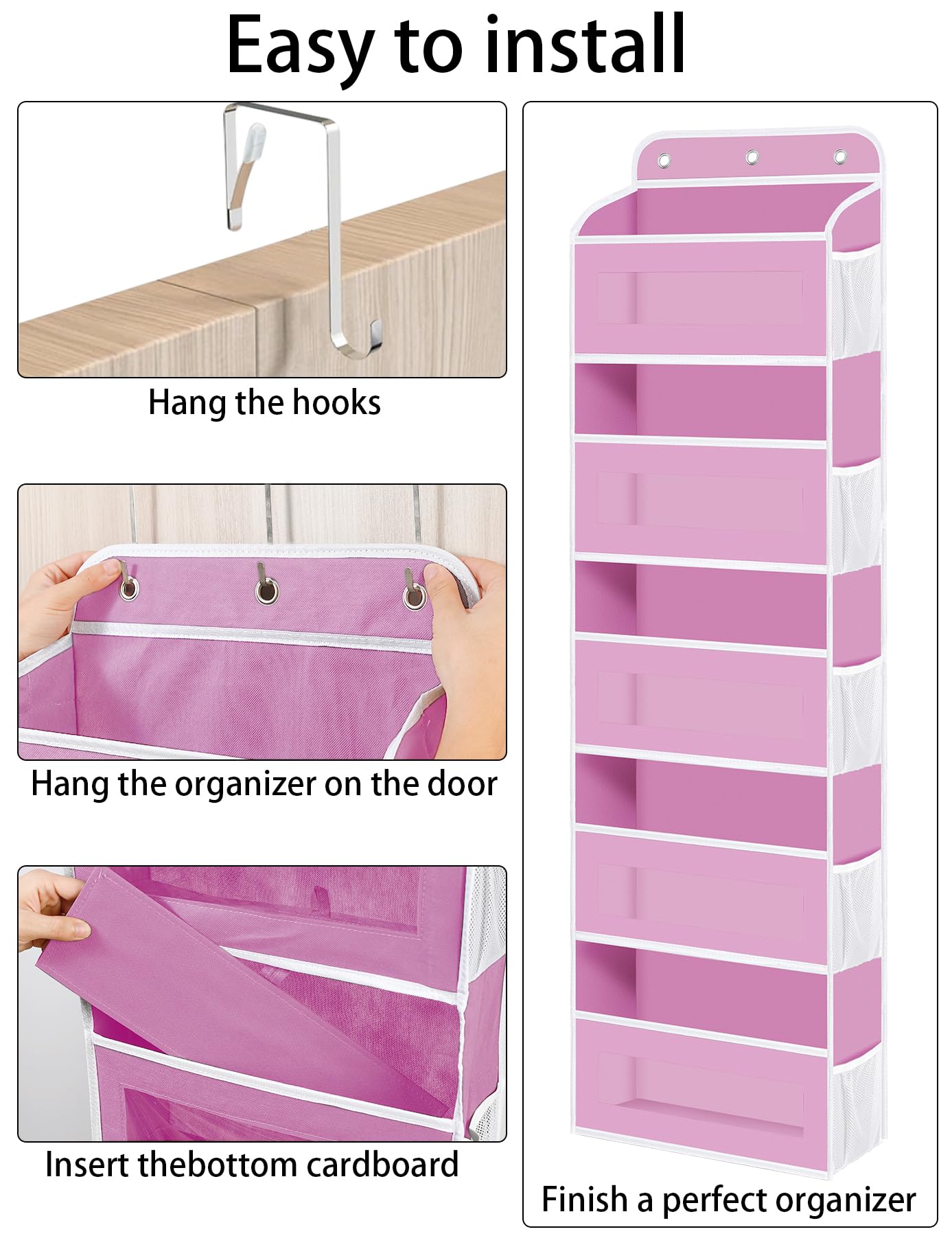 KYEVIS behind-door-storage five large pockets ten mesh pockets