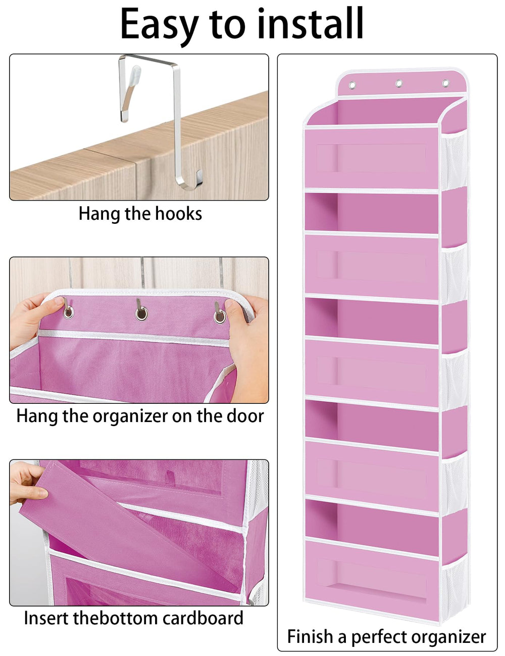 KYEVIS behind-door-storage five large pockets ten mesh pockets