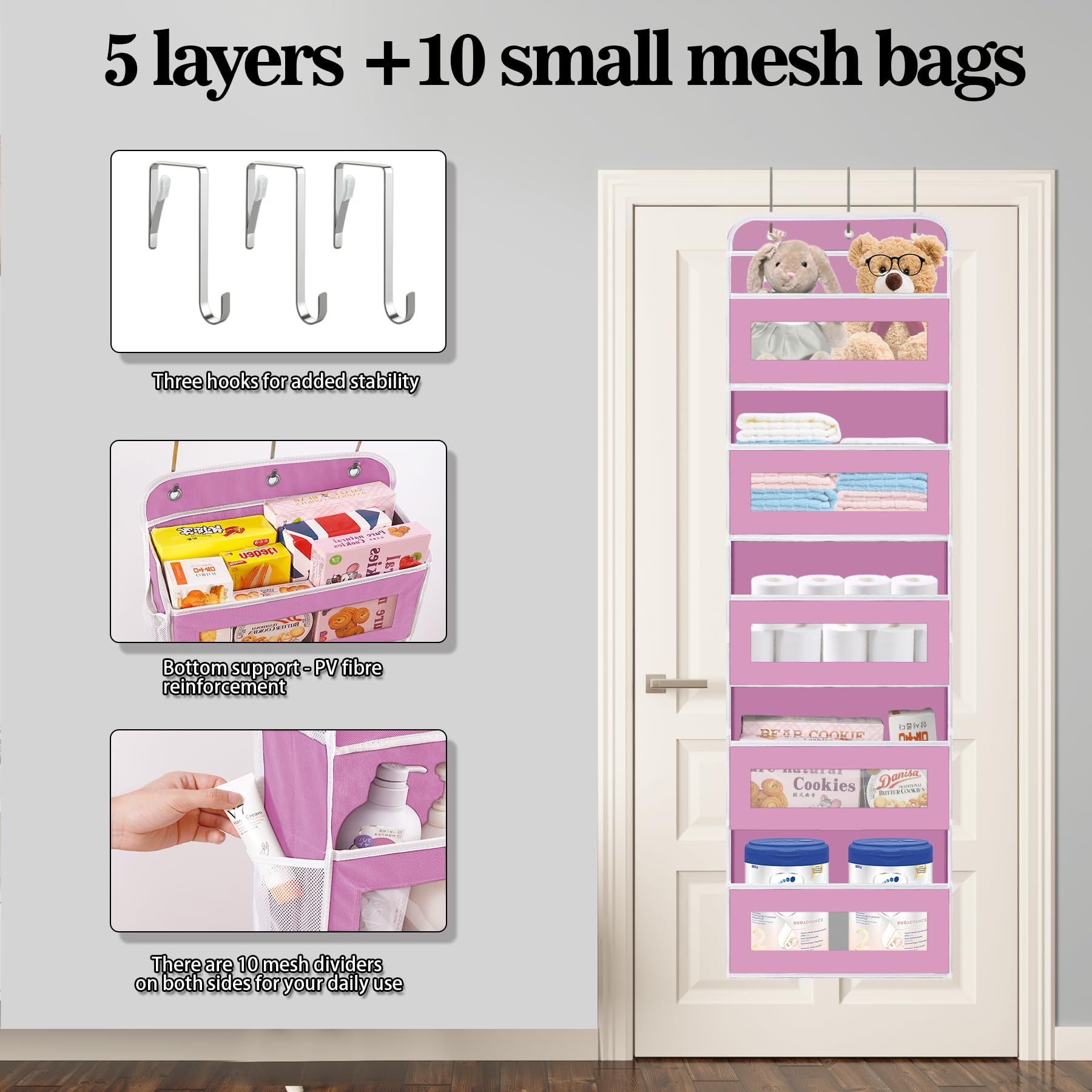 KYEVIS nursery closet organizer transparent pockets help quick item finding