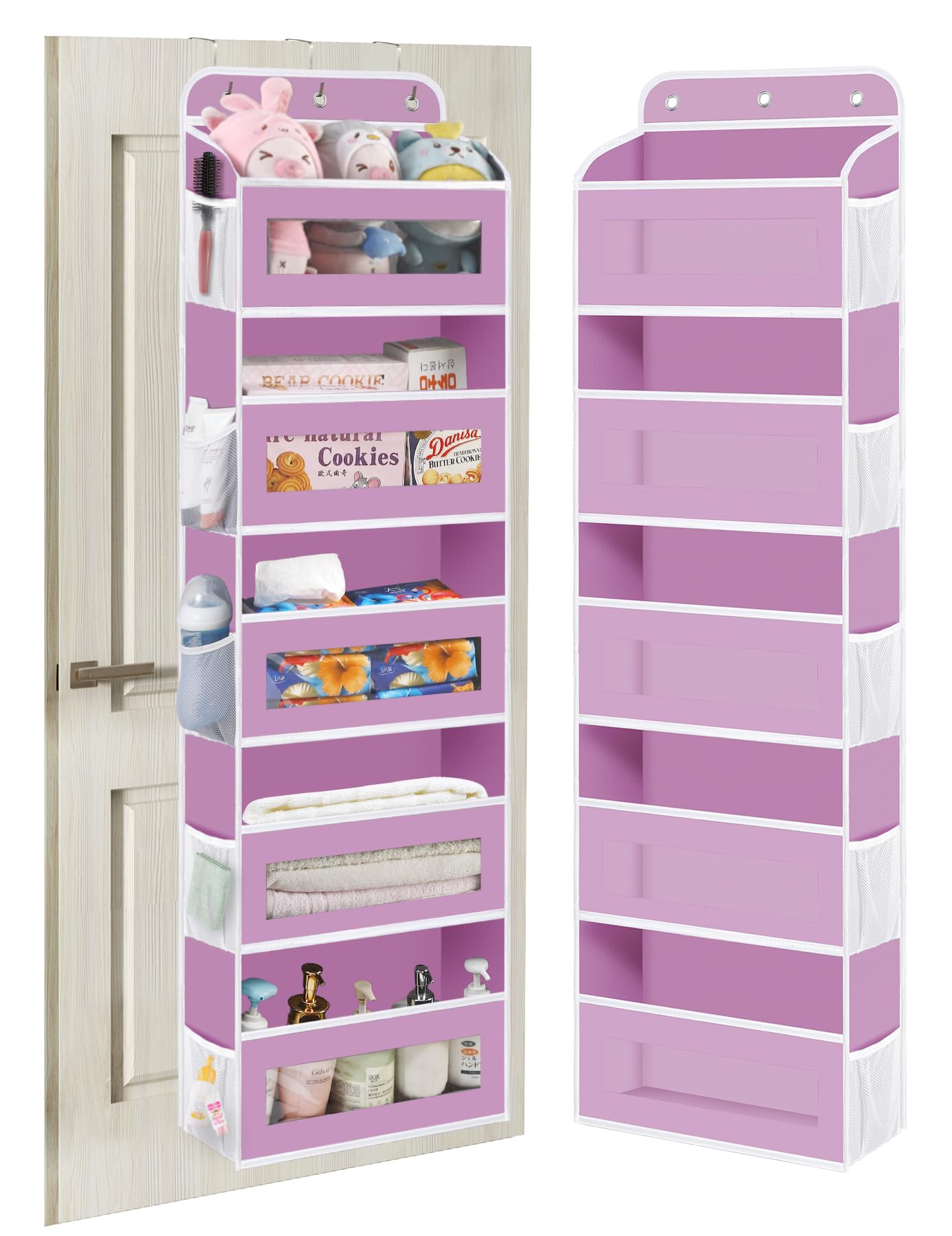 KYERVIS Over The Door Organizer front view with ample storage for nursery essentials.