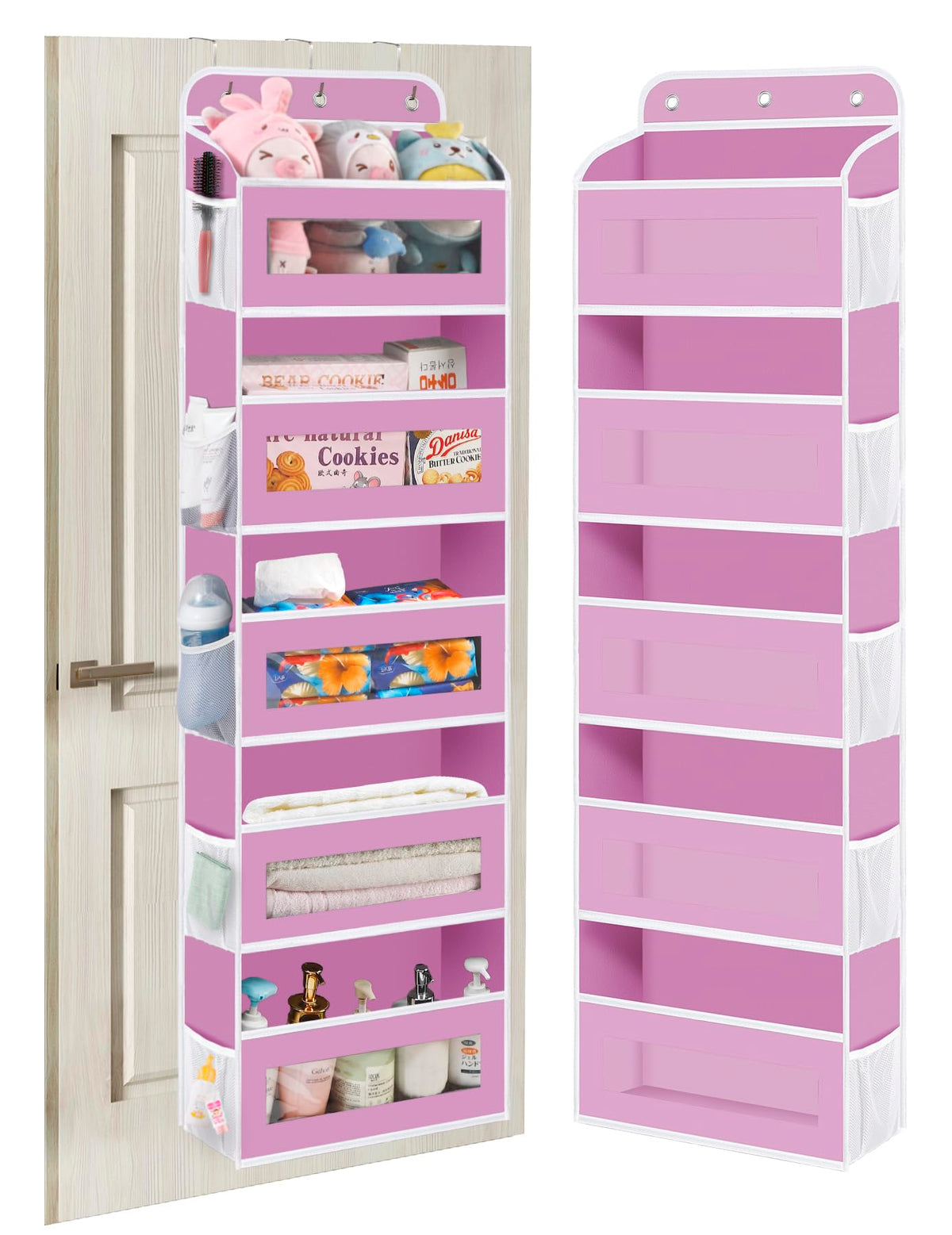 KYERVIS Over The Door Organizer front view with ample storage for nursery essentials.