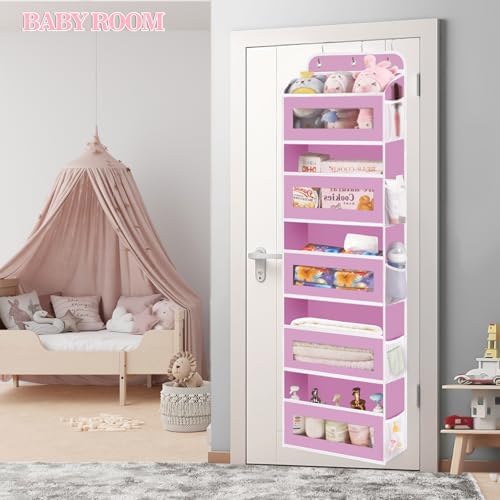 KYERVIS Over The Door Organizer in nursery use keeps baby items organized.