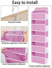 KYERVIS Over The Door Organizer showing ten mesh pockets for easy item visibility.