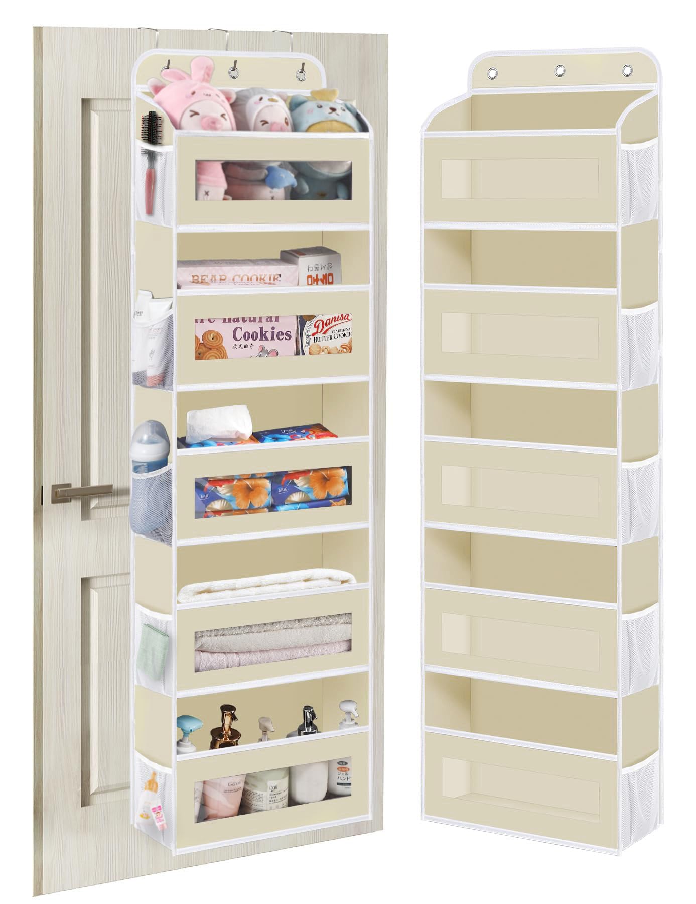 KYEVIS over the door organizer top-hook attachment demonstrates sturdy door mounting for durable storage.