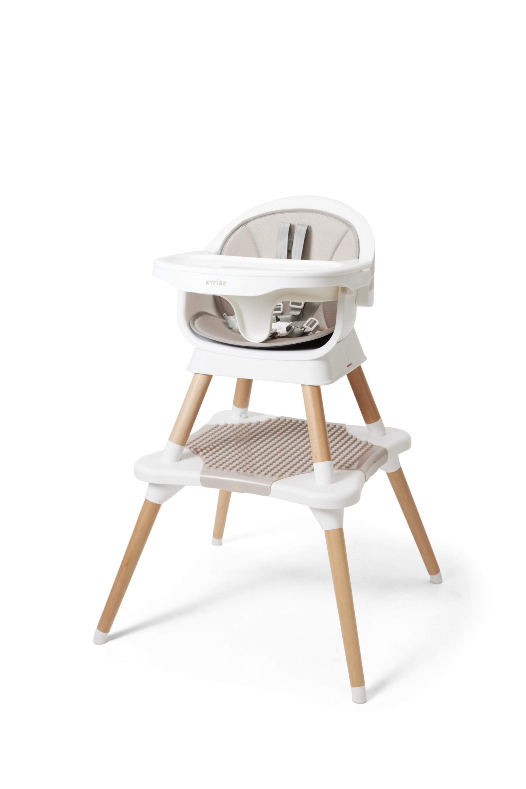 Kyrise 5-in-1 high chair front view for safe baby dining and growth.