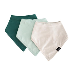 KYTE BABY bamboo baby bib three-pack in emerald, sage, oat for soft, mess-free meals